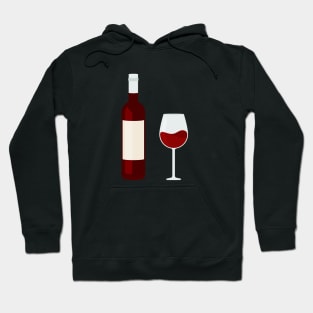 Glass Of Red Wine And Wine Bottle Hoodie